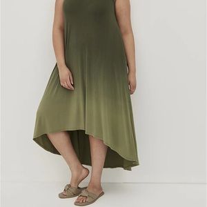 Torrid Hi-Lo Maxi Dress Super Soft Dip Dye Olive Ombre (Size 10-12)